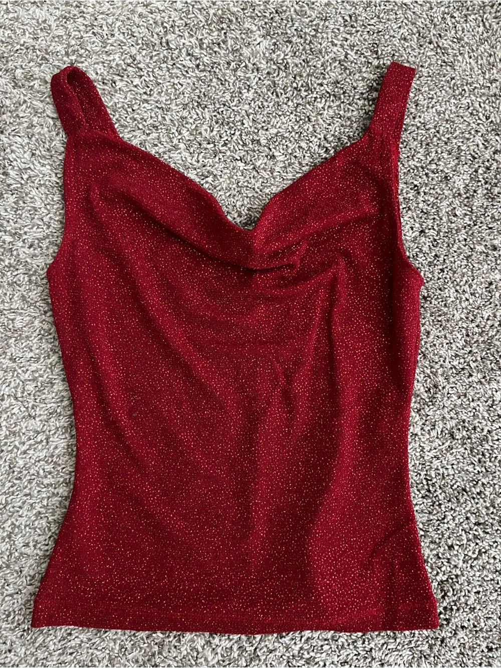 My Michelle Red Glitter Cowl Neck Y2K Tank Top